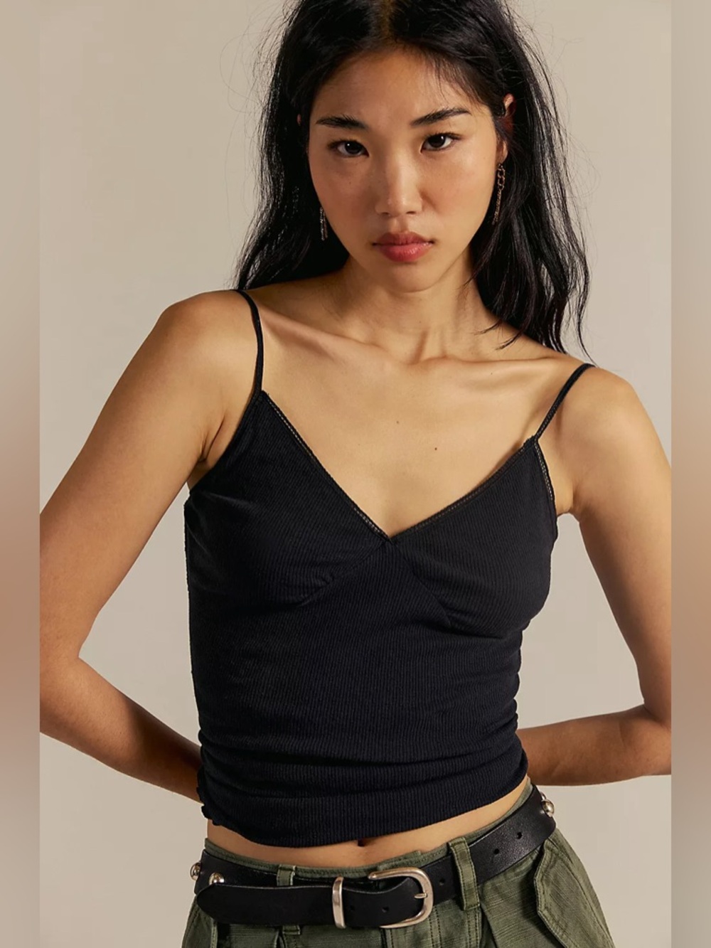 Free People Oh Honey Cami  NWT Black